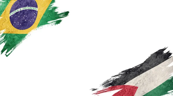 흰 배경에 있는 브라질 과 바하마의 국기 — 스톡 사진